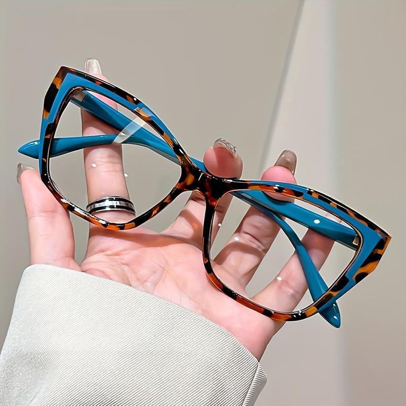 Fashion Colorblock Cat Eye Frame Reading Glasses, Stylish Eyeglass, Square Frame Eyewear, Anti- Light Glasses for Women, Fashion Eyewear Accessories for Daily Wear