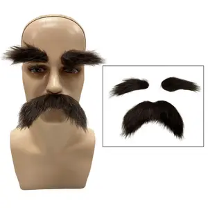 Self-adhesive Fake Mustache Eyebrow Set Fake Beard Novelty Mustache Halloween Party Mustache Theater Performance Accessories