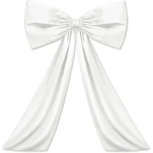 White Large Bow Decor Big Bow Coquette Birthday Decoration for Room Giant Satin Ribbon Tie for Party Backdrop Wedding Bridal Shower Valentine's Day Wall Hanging Decor (24 36 Inches)