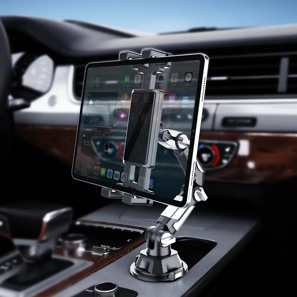 Car Cup Holder Tablet Mount for 4-13" Devices, Universal Truck Mount with Adjustable Arm, Compatible with iPad, iPhone, Samsung, Kindle, Cell Phone Car Holder