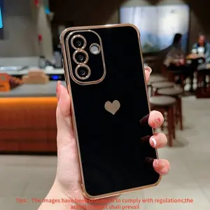 For Samsung Galaxy A16/a17/a35/a36/a26/a55/a56 5g Phone Case, Luxurious Coating, Heart Pattern, Shockproof Soft Cover, Protective Mobile Accessory