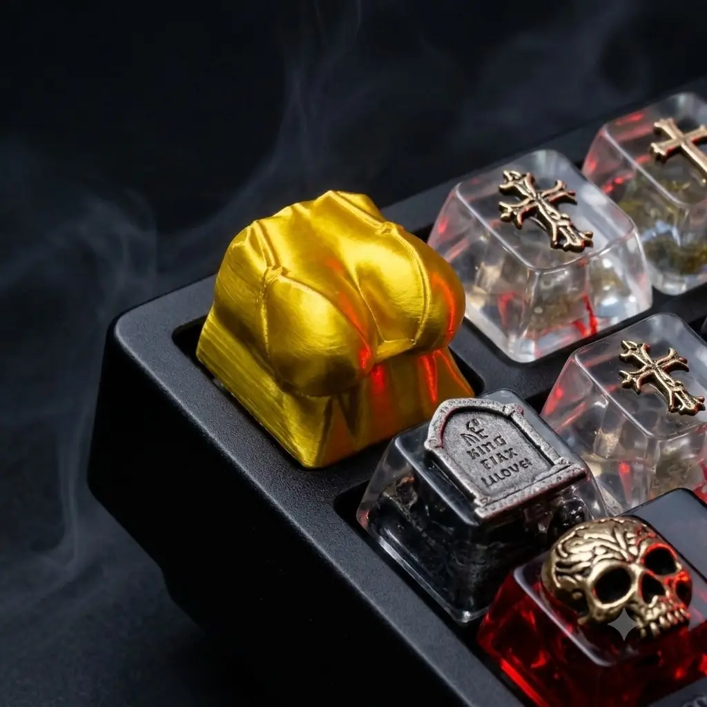 Golden Swimsuit Mechanical Keyboard Keycap, 3D Printed Anime Trendy Creative Desktop Decoration, Unique Personality Accessory