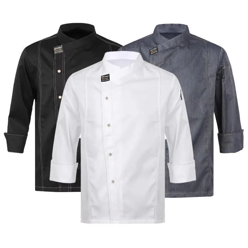 Hotel Canteen Back Kitchen Long-sleeved Chef Uniform Men and Women Cook's Work Clothes Restaurant Cooking Shirt Catering Costume