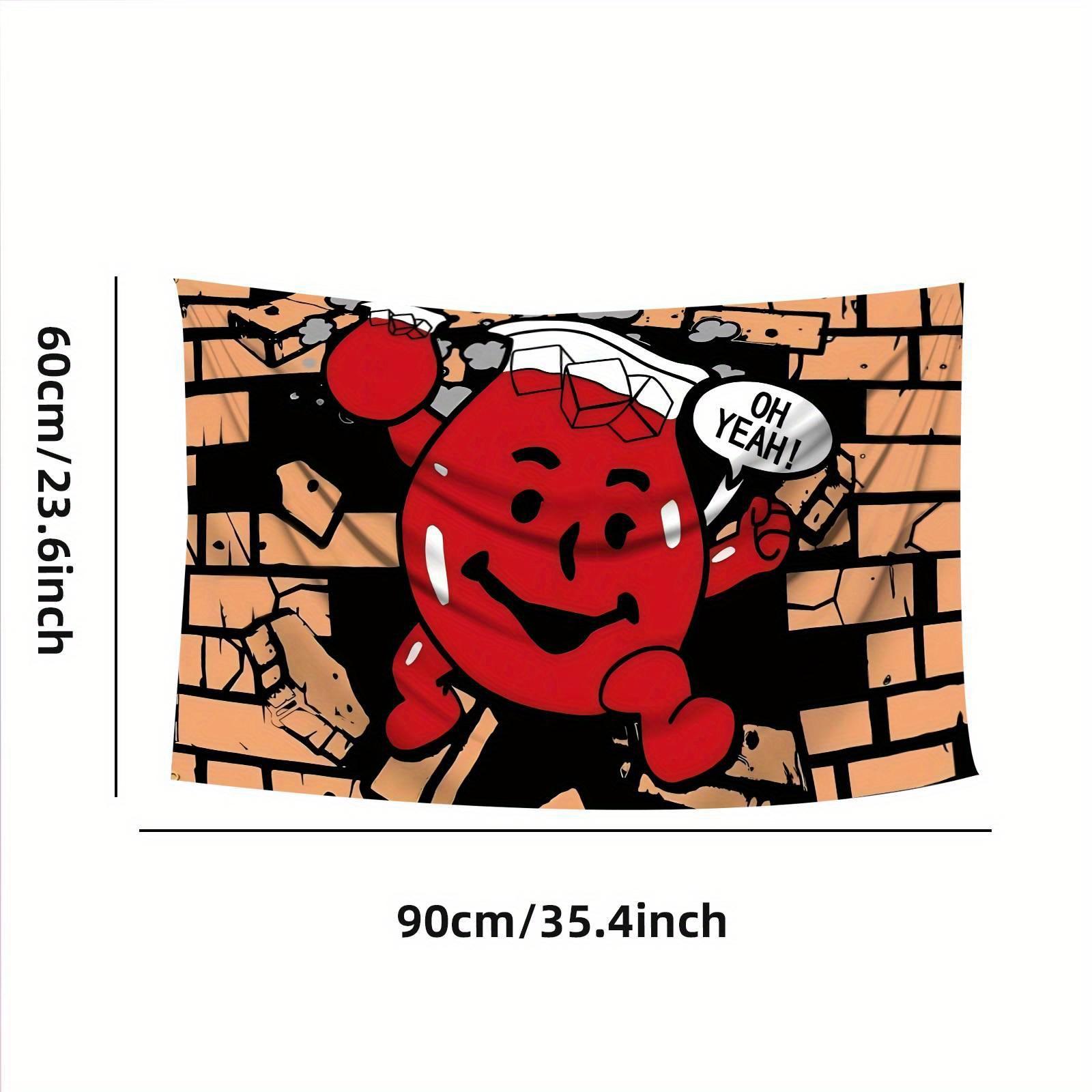 1pc Funny Red Gummy Bear Tapestry Art - Large Wall Hanging with "Oh Yeah!" Design, Vibrant Polyester Fabric, Multiple Sizes (23.6x35.4 Inch) for Bedroom, Living Room, Dorm Decor - Perfect Gift for Gummy Bear Fans, Bear Decor, Home Decoration, Dynamic Artw