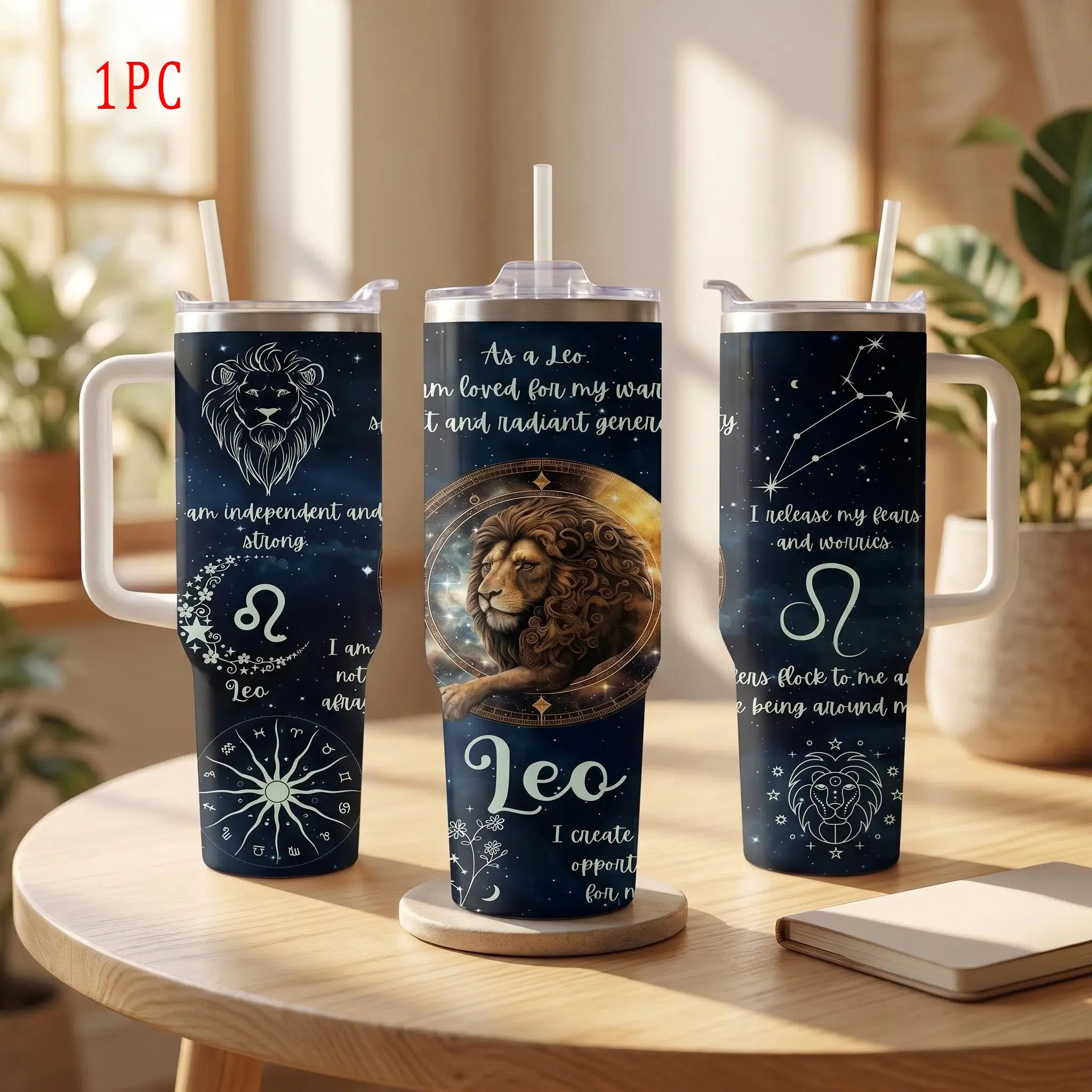 1pc/40oz/1100ml/Zodiac Cup,Double Wall Insulated Stainless Steel Tumbler With Lid And Handle,Coffee Travel Mug,Constellation Astrology Tumbler,Witchy Gifts,Horoscope Constellation Zodiac Gifts for Women and Men,Gifts For Birthday,Christmas, Party