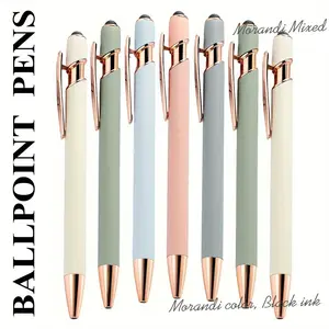 7Pcs Beautiful and Lovely Metal Ballpoint Pens, Capacitive Touch Writing Smooth, Student Business Office Stationery Holiday Gift Black Ink, School Supplies, Back to School