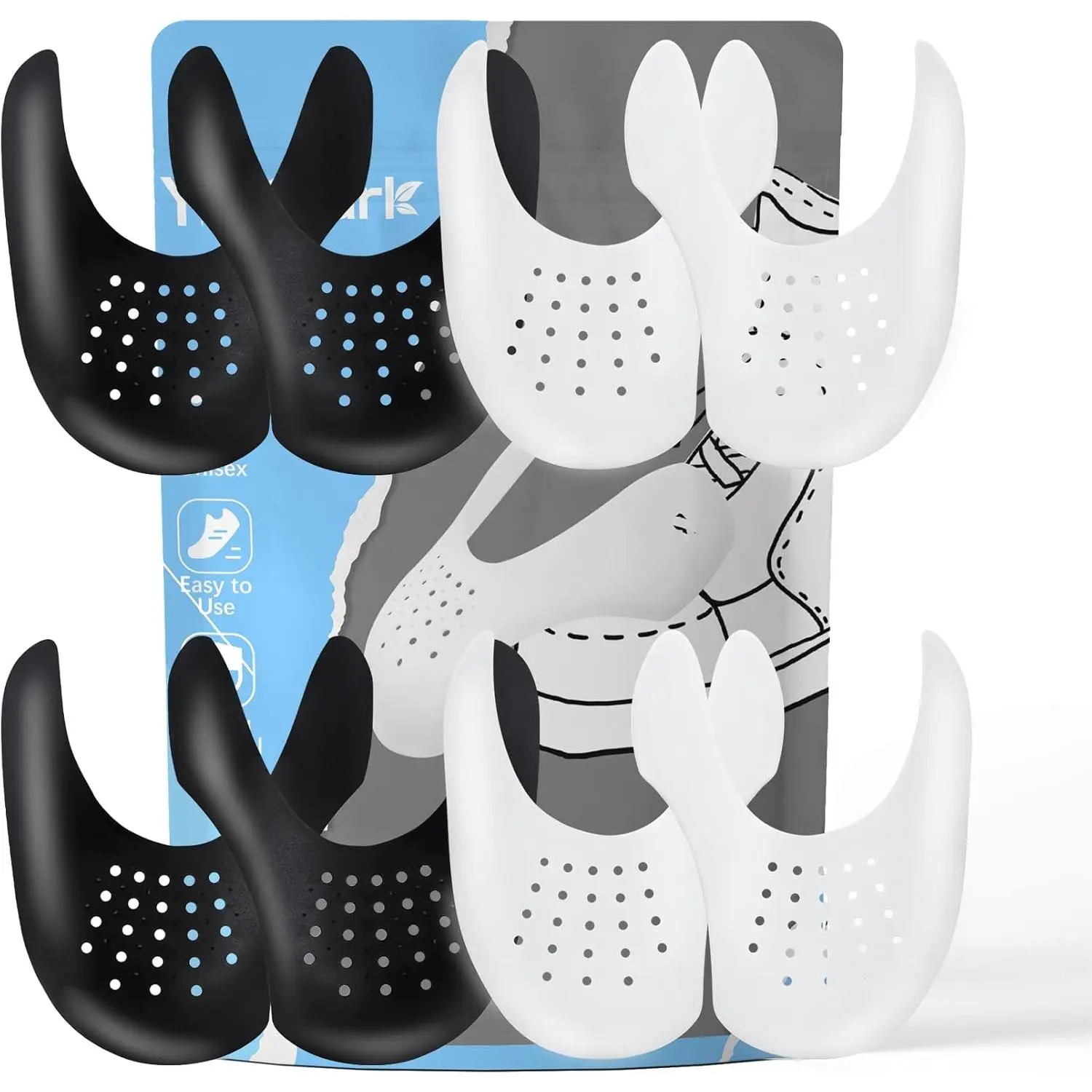 Breathable Durable 4-Pair Shoe Crease Protector Set - Adjustable Cut & Internal Fit Shoe Tree, Unisex for Men's US 7.5-13/Women's 5-8.5, Extends Sneaker Life, Compatible with AF1s,Dunks,Most Sneaker Footwear, Daily Use