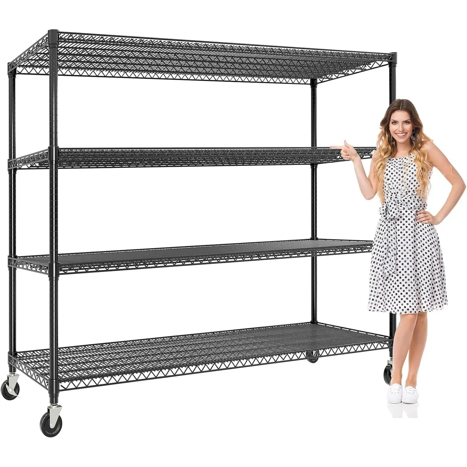 Heavy Duty Metal Wire Shelving Unit with Wheels, 4 5 Tier Adjustable Storage Rack 2640 lbs Capacity, Commercial Steel Shelf for Industrial Garage Kitchen, 59 inch Wide