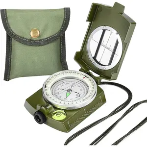 Military Lensatic Sighting Compass Survival with Carrying Bag, Compass  Hiking,Waterproof and Shakeproof, Army Green New model
