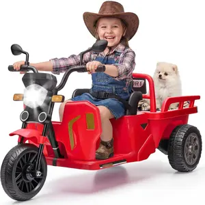 3-in-1 Kids Electric Ride On Tractor Tricycle 12V Dual 55W Motor, Bluetooth Speaker Large Cargo Bed Detachable Shovel All-Terrain Ride On Vehicle for 3-8 Years Old