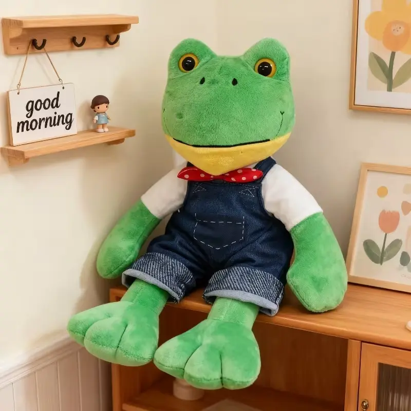Lara Frog Soft Plush Ornament Modern Campos Decorative Cushion Pillow Stress Relief for Adult Home Decor (Green B)