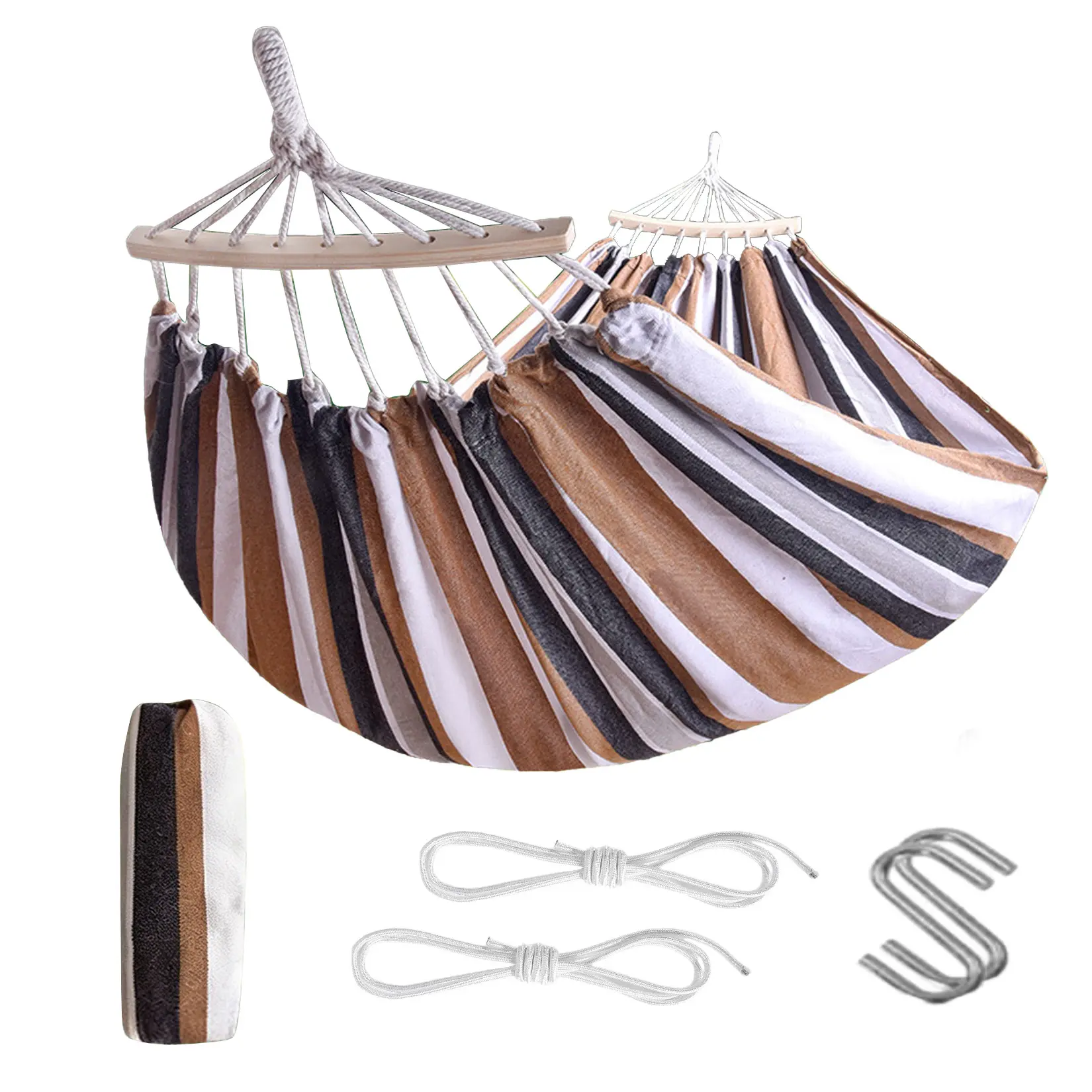 Heavy-Duty Double Camping Hammock - 210T Nylon or Thickened Fabric Outdoor Hanging Bed for Backyard, Patio, Beach & Travel - Includes Tree Straps & Carry Bag - Multiple Sizes