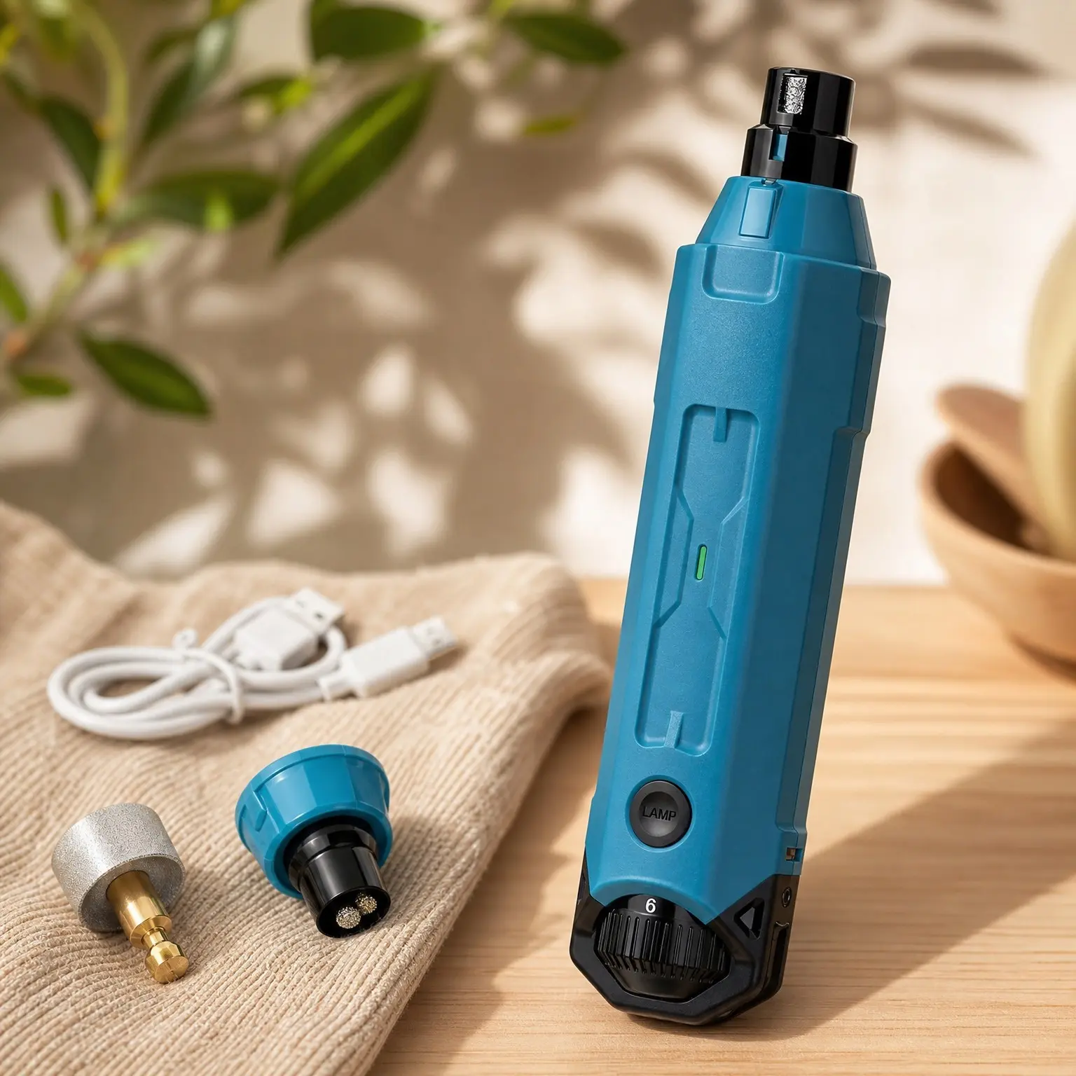 6-Speed Dog Nail Grinder - Super Quiet Rechargeable Electric Dog Nail Trimmer, Painless Paws Grooming & Smoothing Tool for Large Medium Small Dogs (Bright Blue)Gift