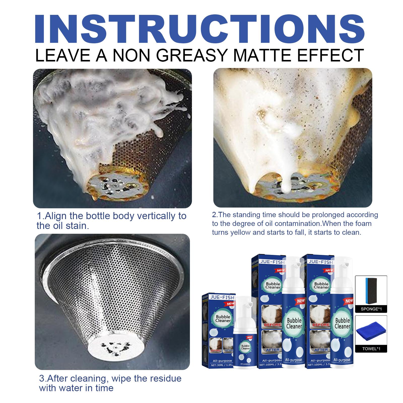 Foaming Cleaner for Oil Stains Multi-purpose Heavy Oil Stain Foam Cleaner for Kitchen Stoves and Range Hoods