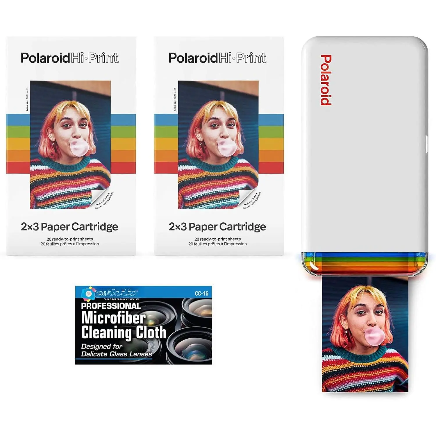 Hi-Print -  Connected 2x3 Pocket Phone Photo Printer with 2  Hi·Print 2x3 Paper Cartridges (40 Sheets) Microfiber Cloth