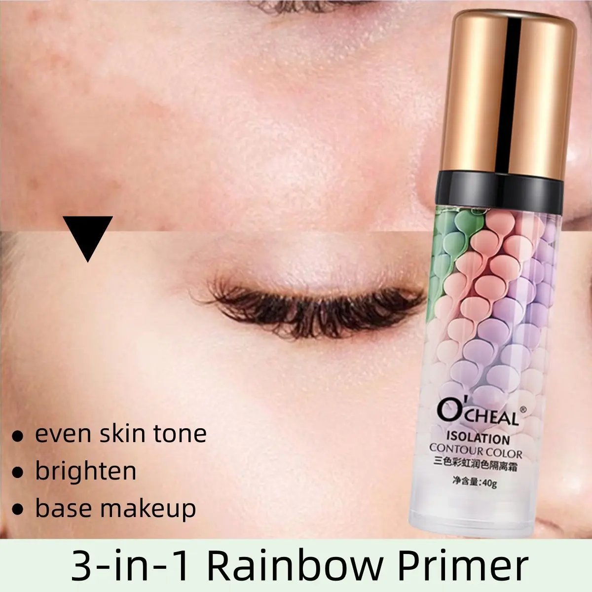 3-in-1 Color Correcting Primer, Rainbow Makeup Base Primer, Brighten Even Skin Tone, Isolation & Hydrating Face Primer, Pore Minimizing Smooth Makeup Base