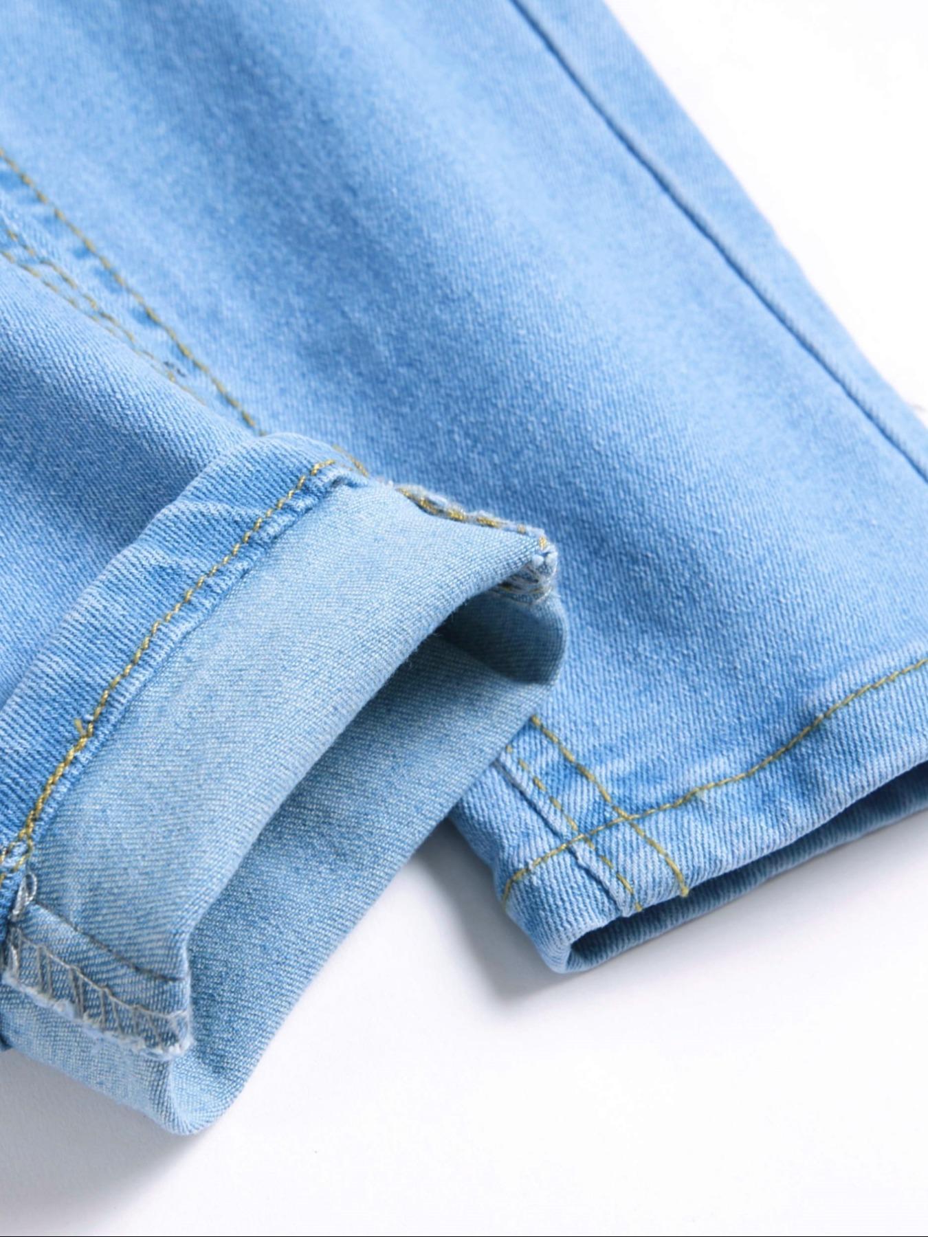 Men's Ripped Button Fly Jeans, Casual Comfy Pocket Denim Pants for ...