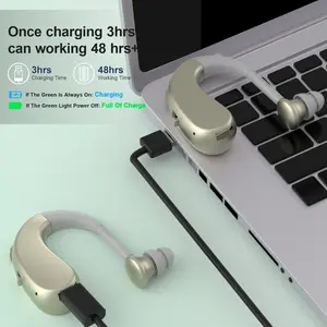 Personal Chargeable Hearing Amplifier Set, Polymer Lithium Battery, Compact Ear-Hanging Design, Easy Carry & Operate, Suitable for Adults