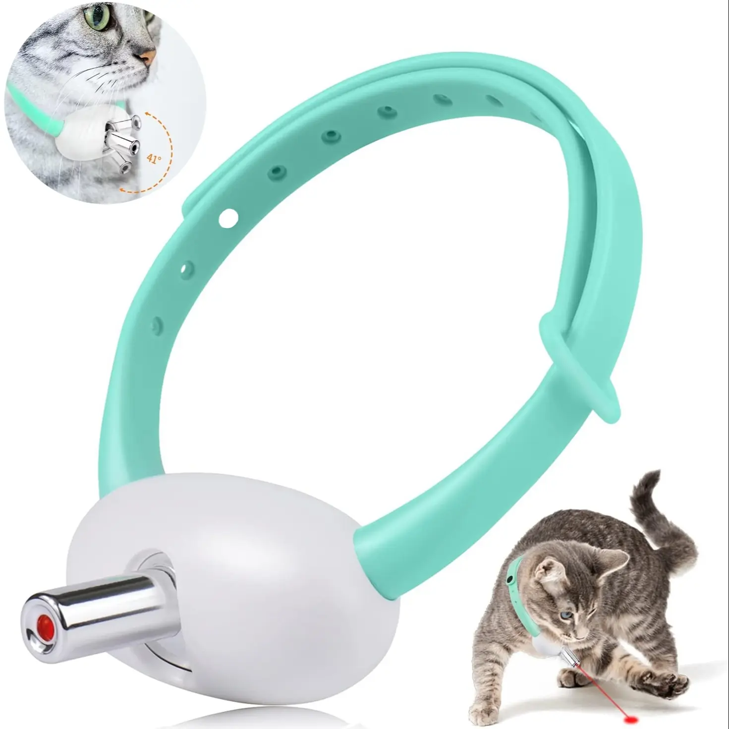 USB Rechargeable Automatic Cat Toy LED Light, Rotating Laser, Adjustable Angle, Two Lighting Modes, Auto Sleep Wakeup, Interactive Indoor Pet Toy