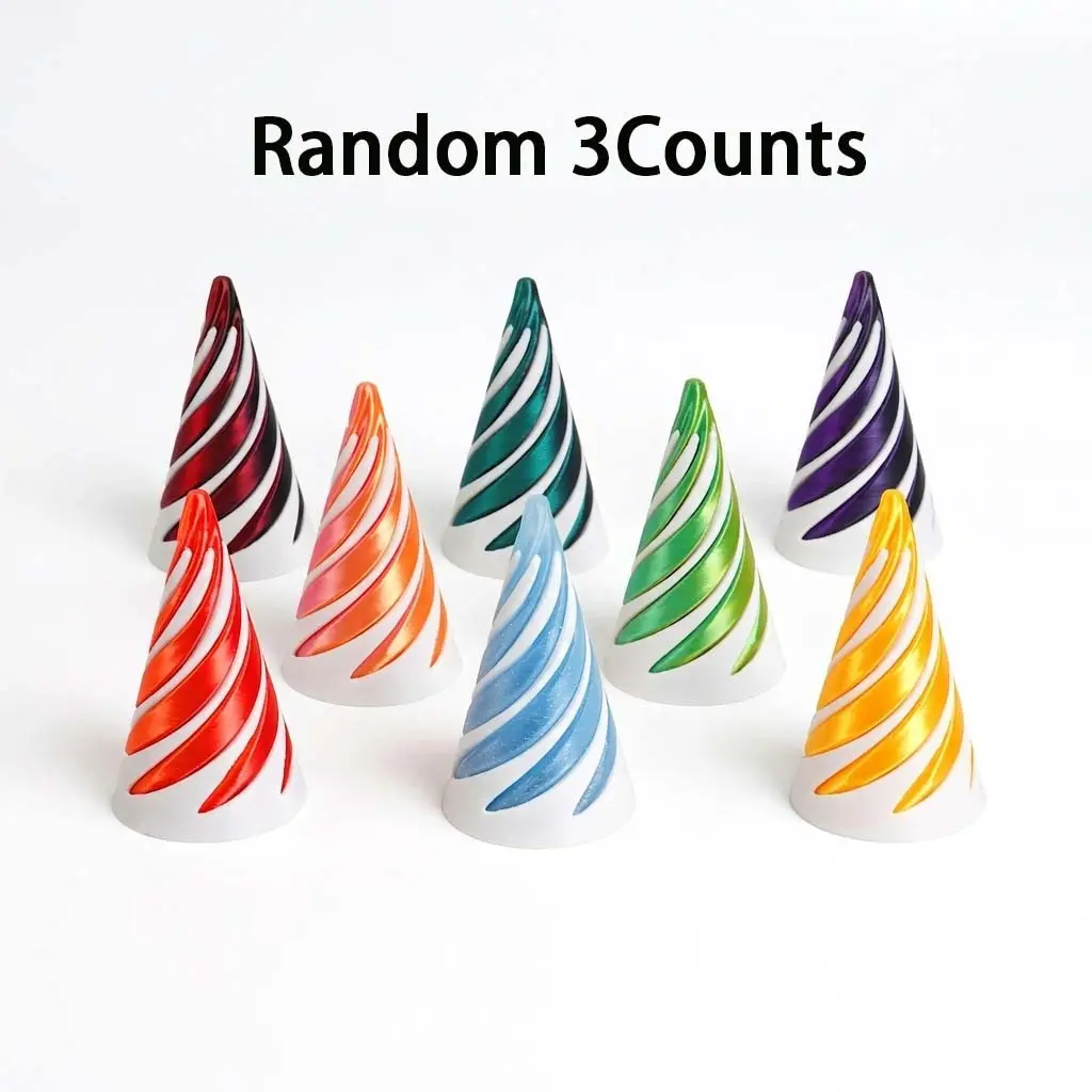 3 Counts 3D Printed Fidget Toys for Adults, Finger Fidgets, Anxiety Fidgets, Impossible Cone & Spiral Cone, Pyramid Passthrough, Mini Vortex Thread Illusion, Stress Relief Gifts