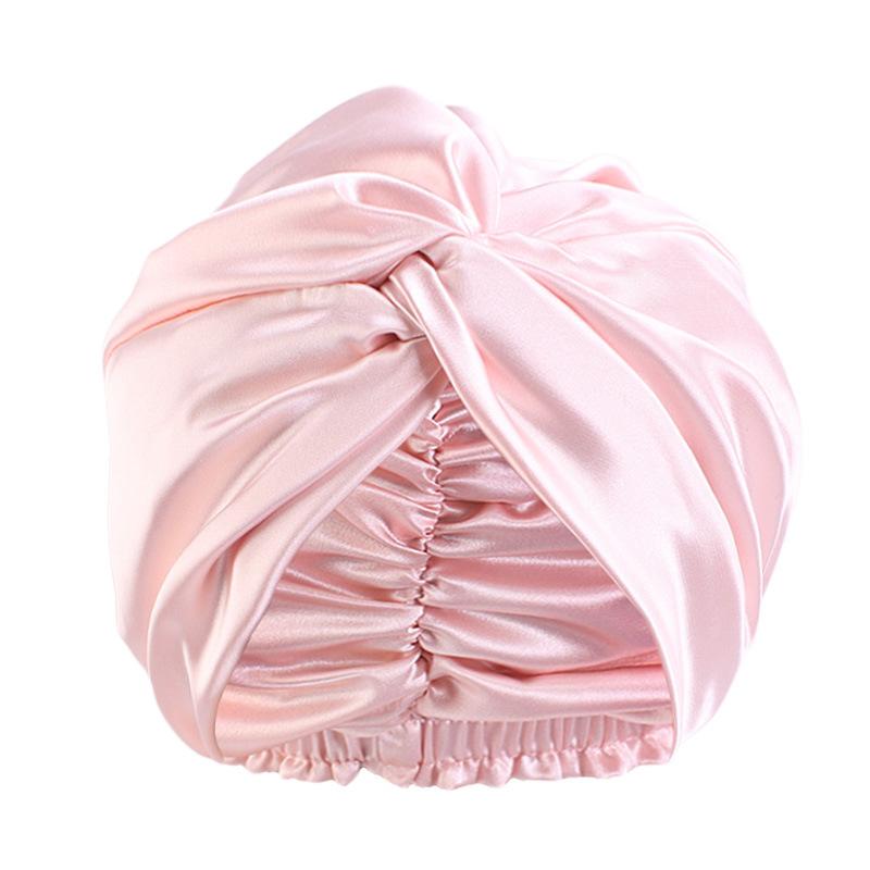 Fashion Satin Double Layer Sleep Cap, Cross Twist Shower Cap, Beauty Head Wrap