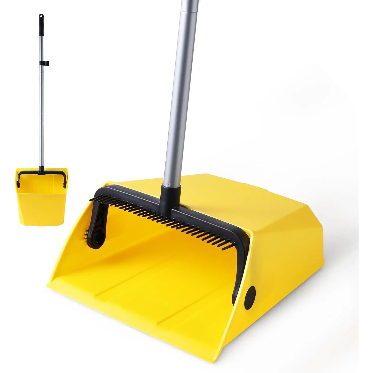 Large Commercial Dustpan with Comb, Upright Heavy Duty Dust Pan for Indoor Outdoor Use, Ideal for Courtyard Garage Lobby Mall Home Kitchen Office Pet Hair Rubbish Cleanup