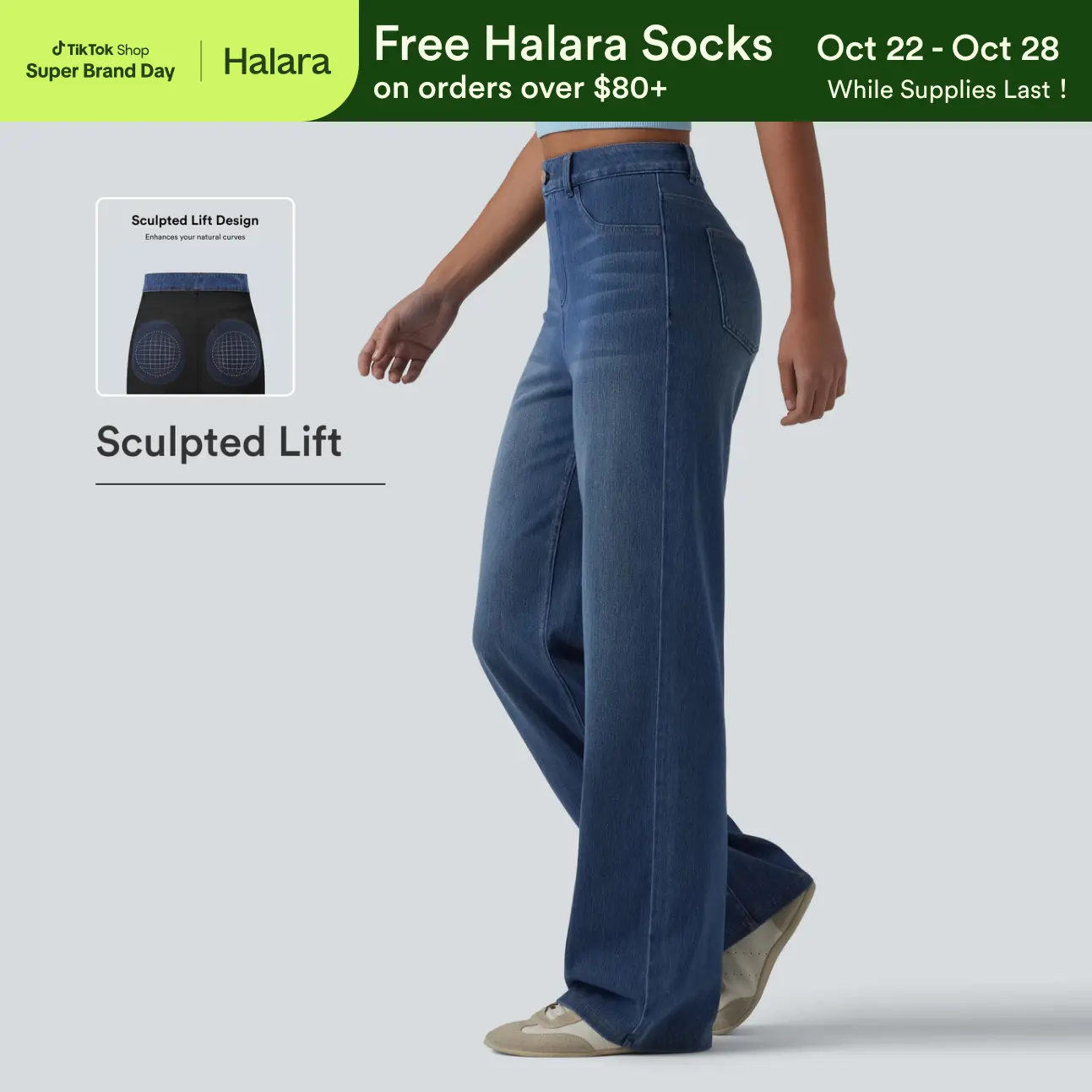 【Creator’s Pick】Halara Flex High Waisted Sculpted Lift Design Straight Leg Casual Jeans with Pockets