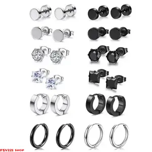 12/4 Pairs Stainless Steel Earrings for Ears - Simple Stud and Hoop Earring Set, Ideal for Daily & Holiday Wear, All Seasons, Everyday Earrings|Minimalist Earrings|Durable Earrings Silver & Gold Tone Stud & Hoop Earrings For Casual & Streetwear Style