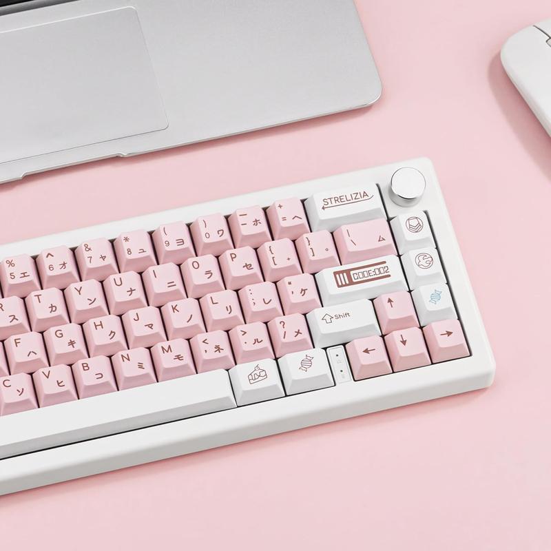 White and Pink Japanese PBT Keycaps - Cherry Profile, Dye Sublimation, Minimalist Custom Key Caps for Cherry MX Gateron Switches Mechanical Gaming Keyboard, 130 Keys White and Pink Japanese PBT Keycaps - Cherry Profile, Dye Sublimation, Minimalist Custom Key Caps for Cherry MX Gateron Switches Mechanical Gaming Keyboard, 130 Keys