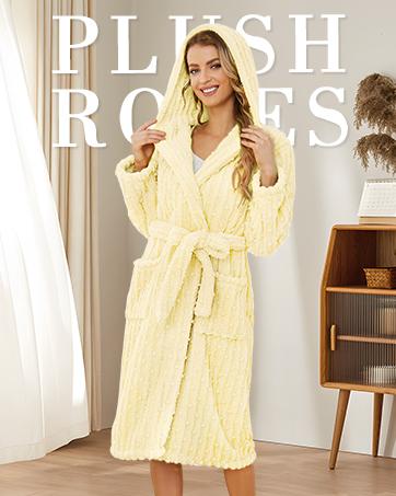 Womens Cotton Robe, Soft Kimono Spa Knit Long Bathrobe Lightweight Loungewear