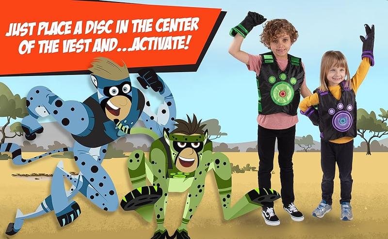 Wild Kratts Creature Power Suit, Chris (Size Large 6-8X) - Includes Vest, Gloves &amp; 2 Power Discs for Halloween Costume, Pretend Play &amp; Dress Up - Officially Licensed Toys- Gift for Kids Boys Girls