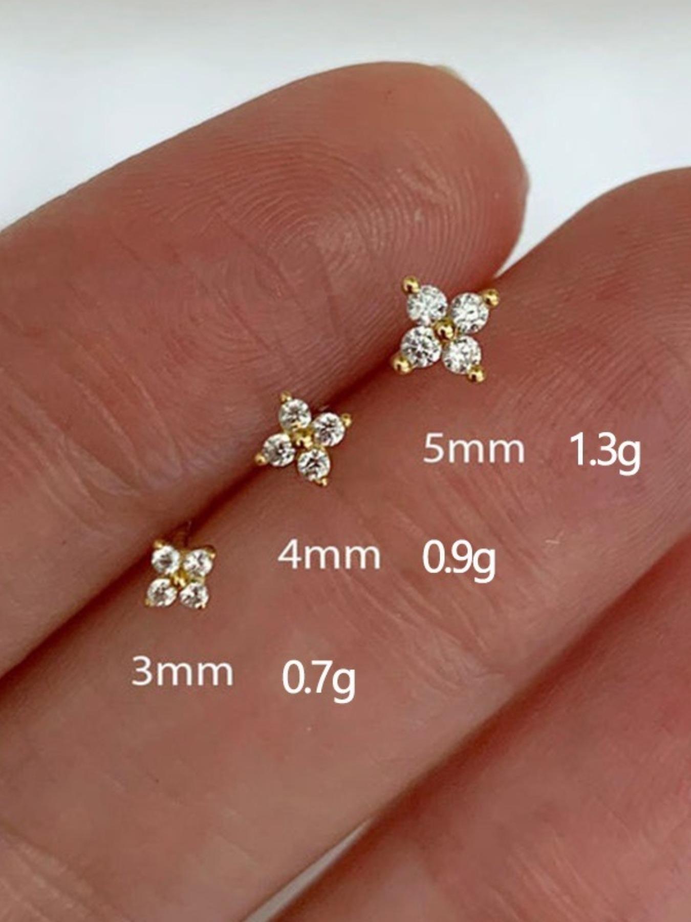 Tiny Gold Clover Design Stud Earrings, Fashionable Earrings for Women & Girls, Trendy All-match & Exquisite Jewelry for Birthday Gift