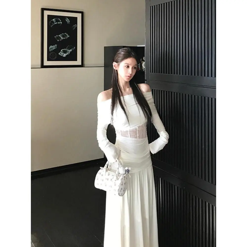 French Elegant 2 Piece Skirts Sets Women Korean Clothing Y2k Crop Top T-shirts + Midi Skirts Thin Vintage Suits Office Lady Chic