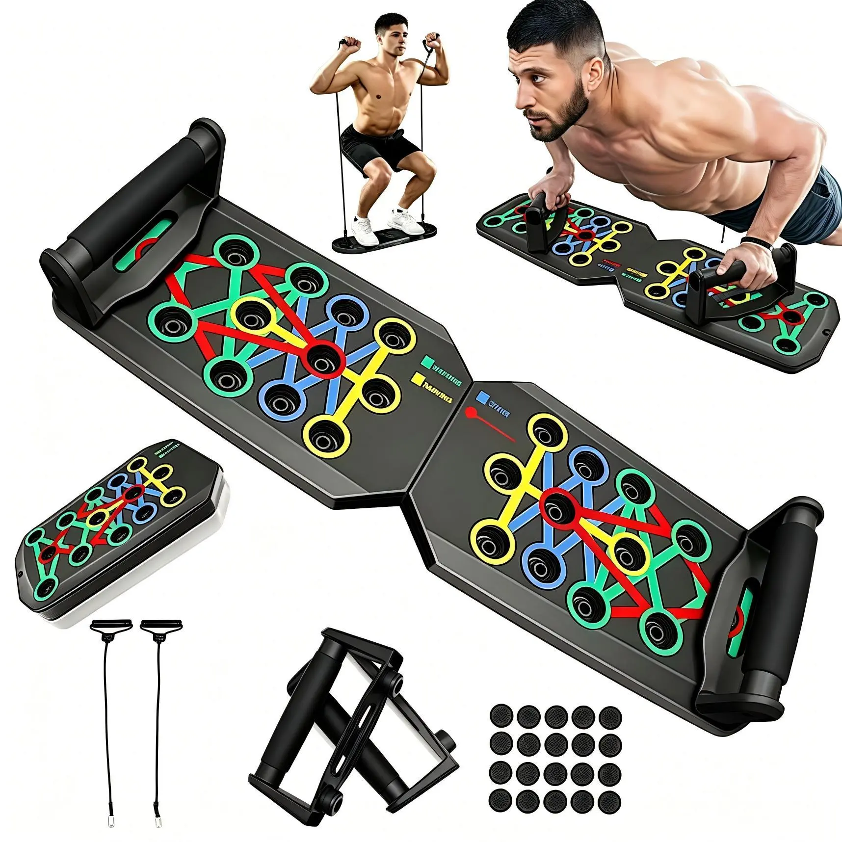 5-in-1 Foldable Push-Up Board - Foldable Workout Equipment, Portable Home Workout Station, Home Gym Accessory for Men & Women of All Body Types