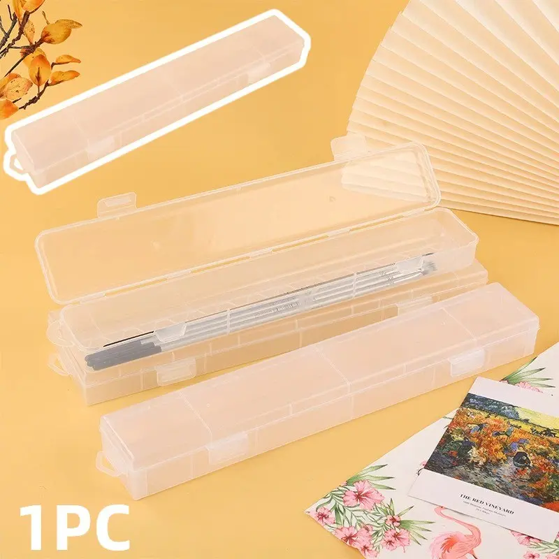 Transparent Oil Painting Brush Storage Box, Watercolor Paintbrush Case, Art Supplies Organizer, Brush Holder, Craft Tool Box