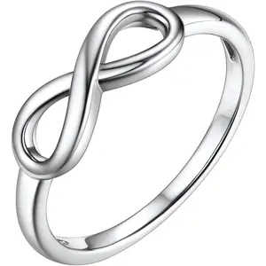 18k White Gold Plated 925 Sterling Silver Rings for Women Promise Rings for Her, Stackable Wedding Bands Rings for Women Infinity Forever Love Knot Ring