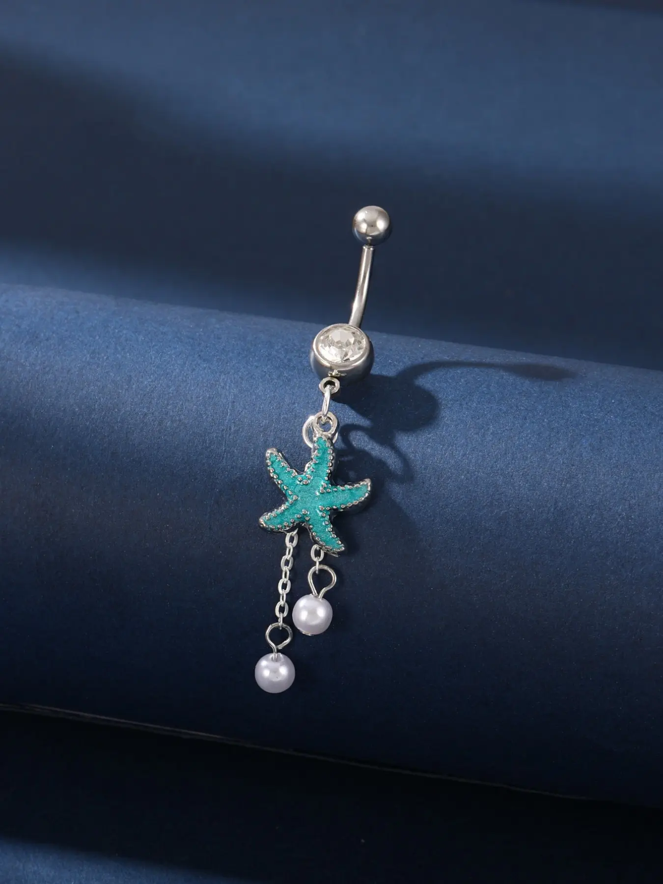 Oceanic Alloy Starfish Pendant Stainless Steel Navel Ring, Body Piercing Jewelry, Daily Wear, Trendy Accessory for Women