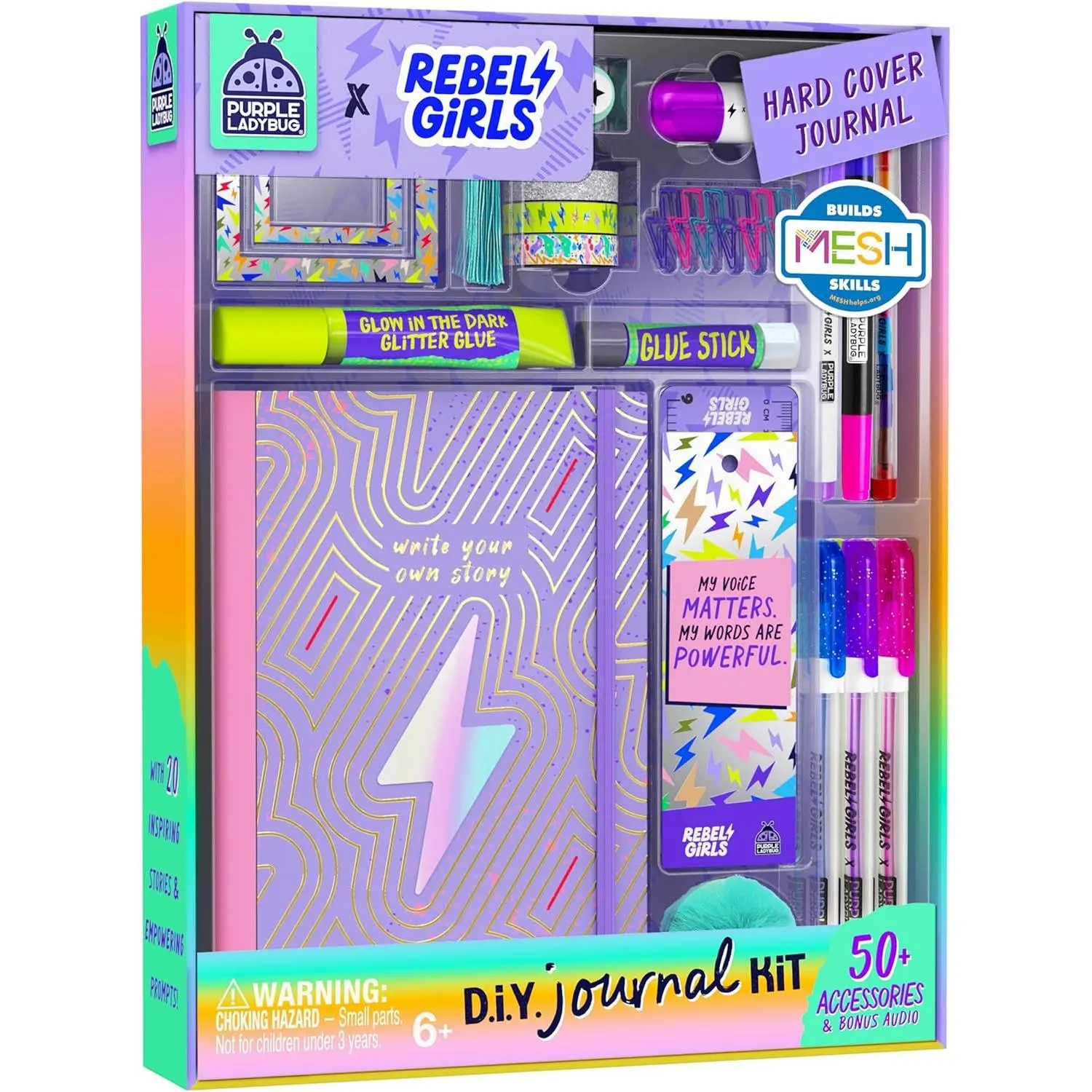 Girls Creative Gift Kit Ages 8-12 - DIY Journal Kit for Girls with Hard Cover by Rebel Girls, 10 9 Year Old Girl Birthday Gifts, Tweens and Teens Scrapbook Story Writing Activity with 50+ Accessories