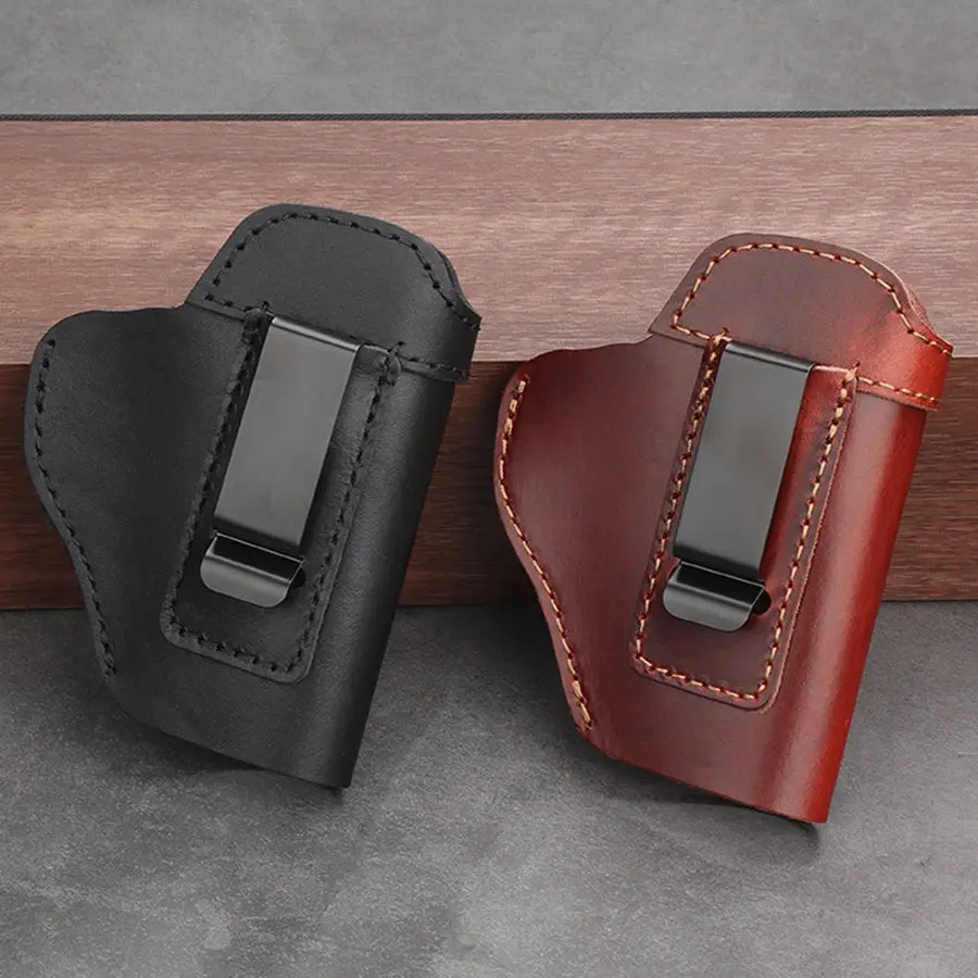 IWB Leather Holster, Genuine Leather Gun Holster for Glock 19/42/43X, Sig P365/P320/P220, Ruger LCP/LC9S/Security 9/Max 9, Taurus G2/G2C/G3C/GX4, Springfield Hellcat/XD, M&P 9mm Shield and Similar Sized Handguns