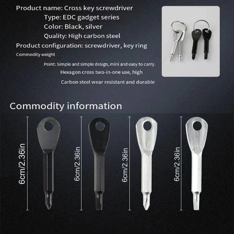 Portable Mini Screwdriver (2pcs), Camping Mini Screwdriver Keychain, Portable Cross & Flat Screwdriver Key Ring Tool, High Quality Hardware
