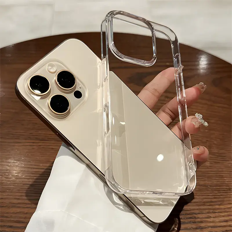 Hard Luxury Shockproof Clear Bumper Cases For iPhone 17 16 15 14 13 12 11 Pro Max Plus Transparent Acrylic Phone Cover Accessories Cellphone Protection ip16 Tempered Glass Protective Casing