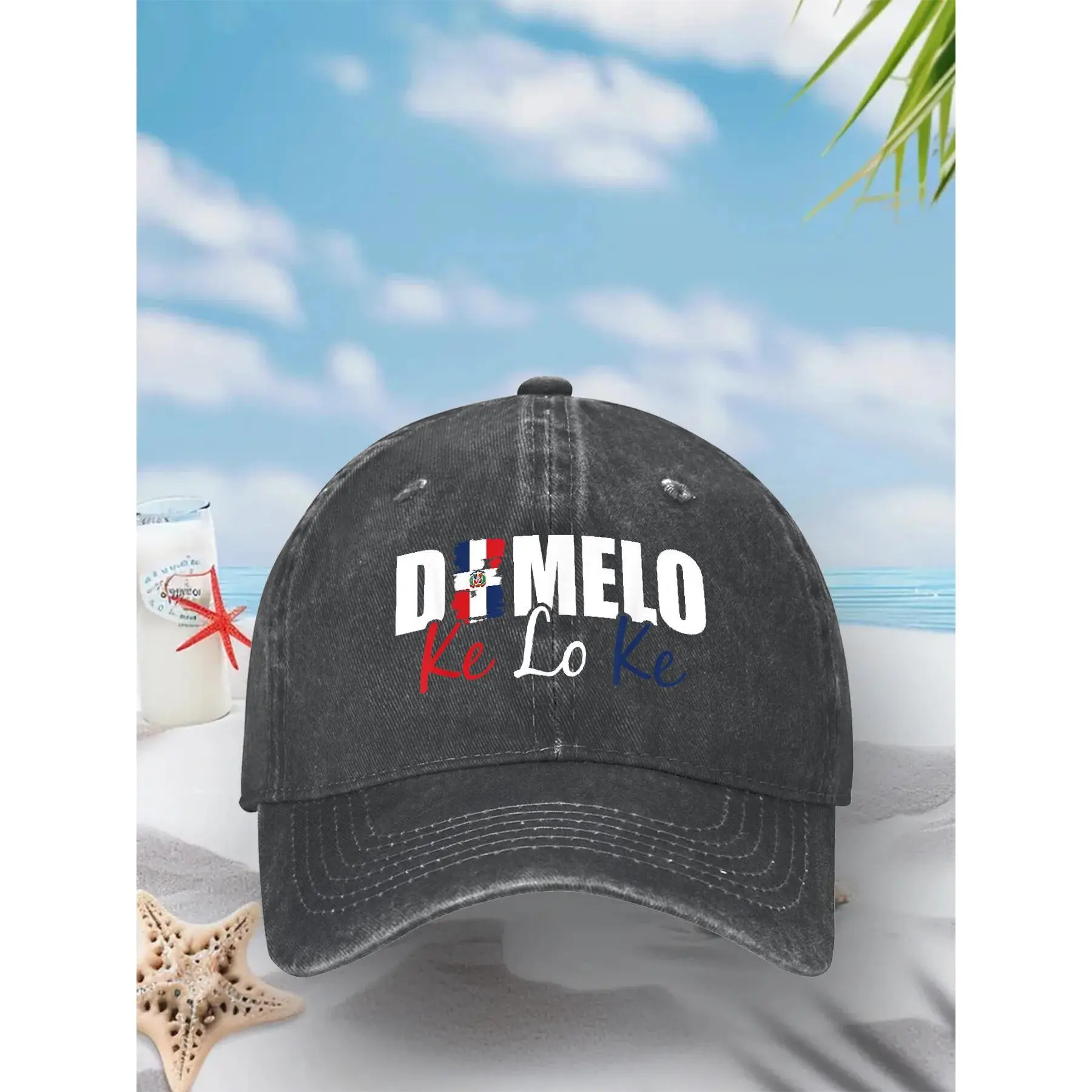 Unisex Geometric Cotton Dominican Republic Flag Print Casual Snapback Cap - Soft Fabric, Dimelo Ke Lo Ke Dominicana Themed Accessory (57241)