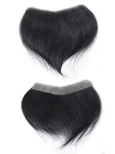 Men'S Realistic Frontal Hairline Hairpiece for Men, Thin PU Toupee with Natural Look Invisible Forehead Hair Patch,Black 6-Inch  Straight Human Hair, 100% Human Hair Replacement Toupee Hairpiece Perfect for Father'S Day or Everyday Use