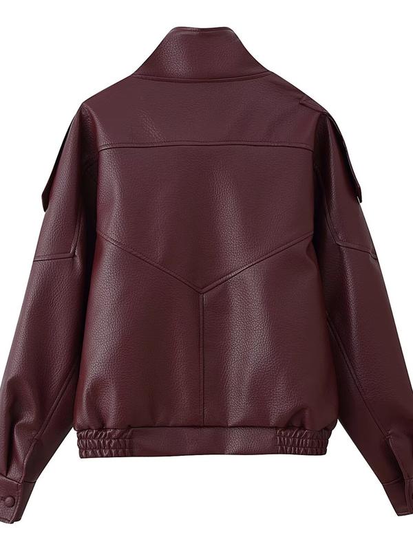 Women's Fashion Lychee-Grain PU Leather Jacket, European and American Style Biker Jackets for Autumn and Winter Women's Fashion Lychee-Grain PU Leather Jacket, European and American Style Biker Jackets for Autumn and Winter