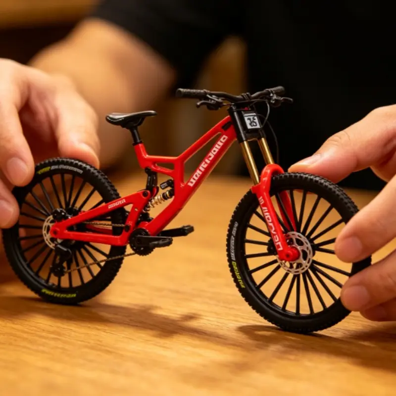 Mini Alloy Mountain Bike Model, Front and Rear Shock Absorbers, Adjustable, Desk and Car Decor, Atmosphere Ornament, Man Cave Accessories, Statues