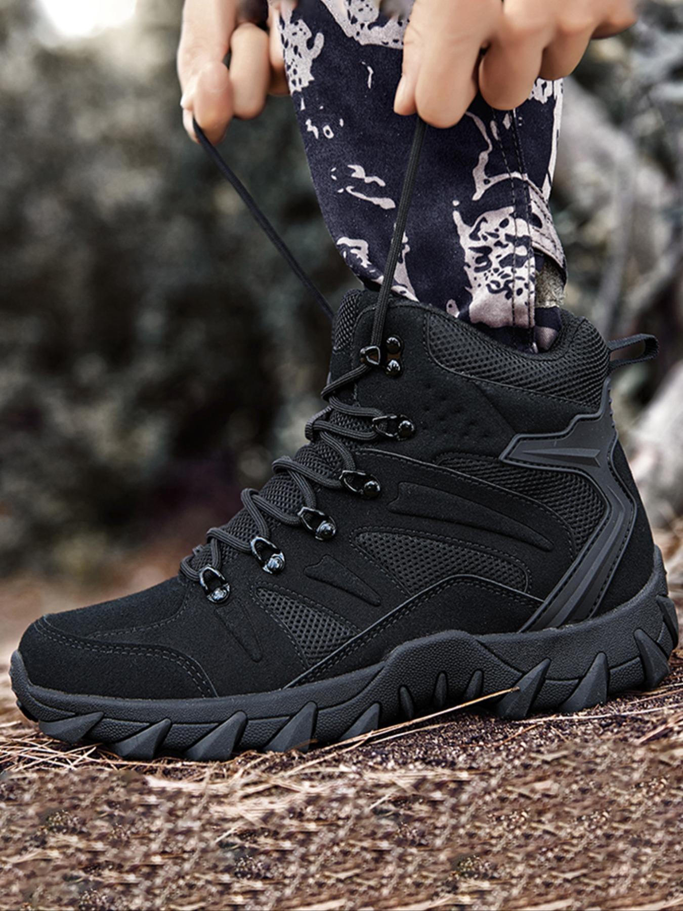 Men's Fashionable Plain Color Boots, Casual Comfortable Breathable Non-slip Boots, Outdoor Boots for Men, Lightweight Tactical Boots