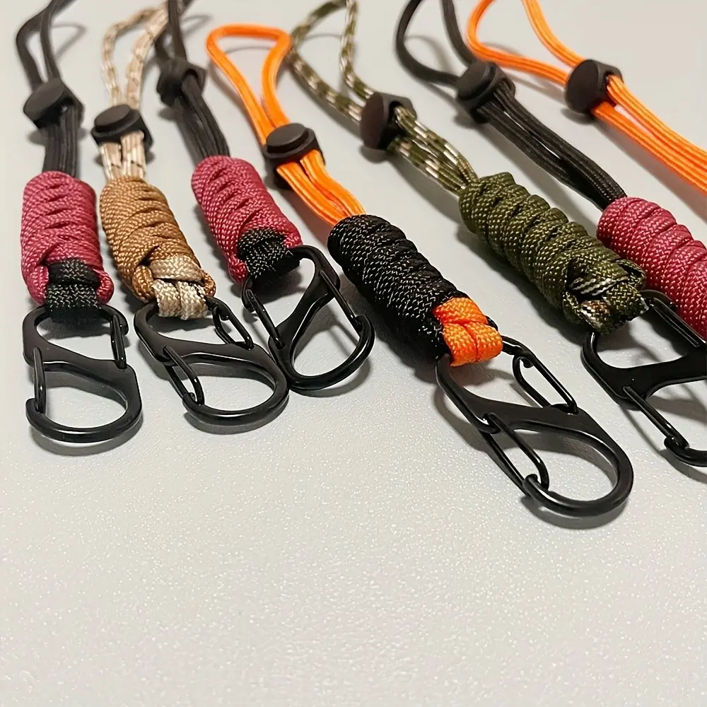 Handmade Braided Nylon Keychain with Wrist Hook, Durable Multi-Color Key Holder for Hiking, Camping & Everyday Use, Camping Accessories