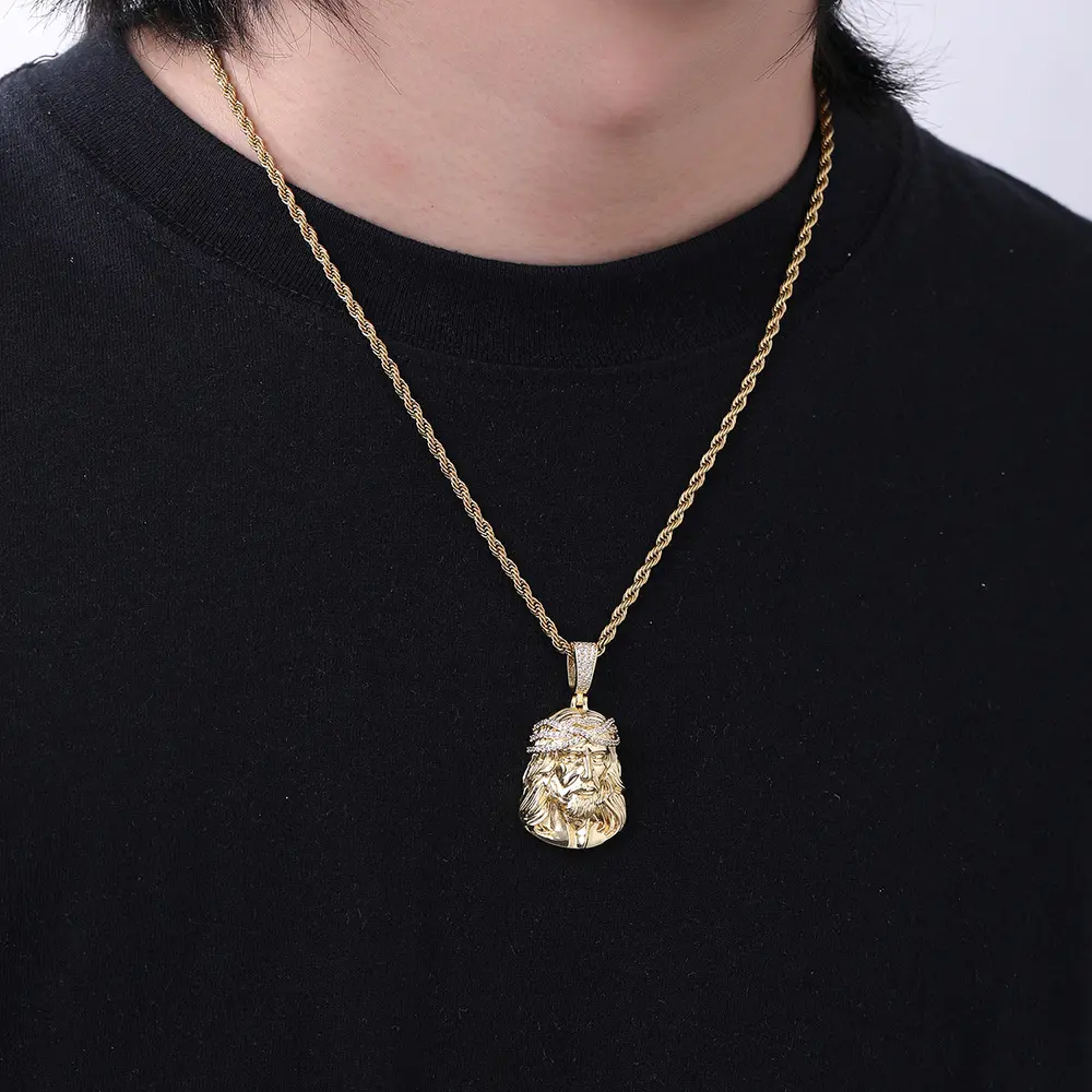 Men's vintage cross-border portrait pendant with micro-inlaid zircon, mini hip-hop jewelry. fashion costume jewelry elegant jewelry gift #     holiday haul christmas birthday anniversary hip hop jewelry #     boujee gift