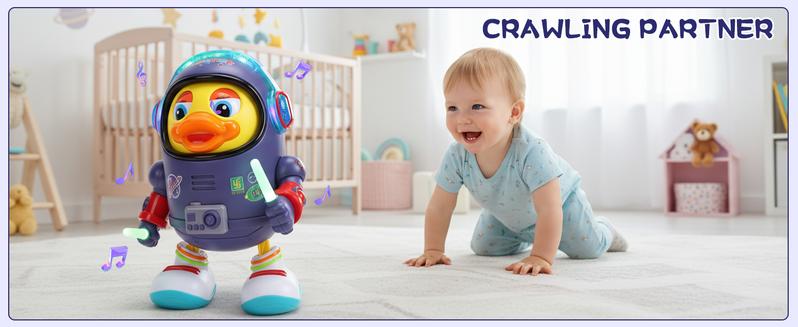 Dancing Space Duck Toy, Space Duck Dancing Musical Interactive Toy, Walking Duck Baby Robot, Electric Dancing Duck Toy Baby Musical Toys, Cute Singing Walking Duck Toys with Music LED Lights