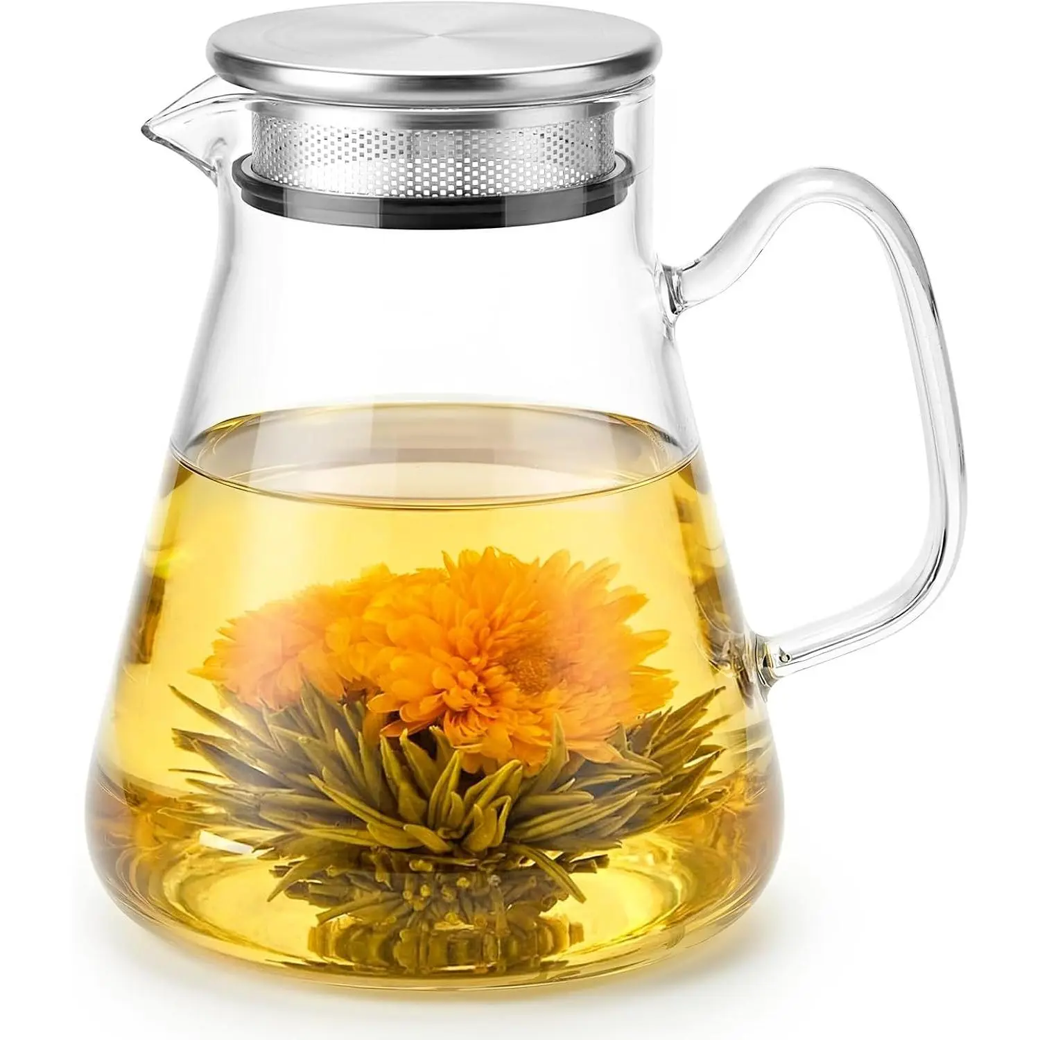 Glass Teapot with Infuser, Stovetop Glass  Kettle, 33oz/1000ml | - borosilicate loose leaf  steeper with removable steel filter lid; glass  works in microwave and dishwasher